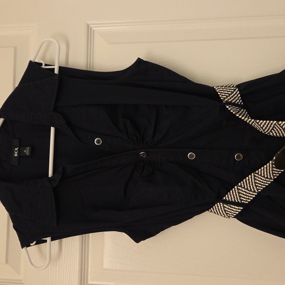 BCX Navy Sleeveless Button Up Dress with Belt Size M - Picture 5 of 10